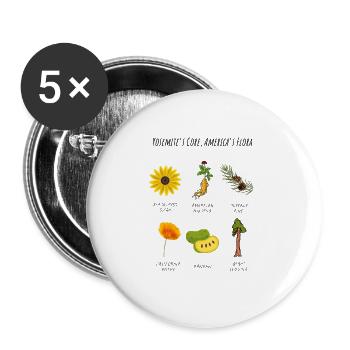 Yosemite’s Core - America’s Flora Art - Buttons large 2.2'' (5-pack) - white