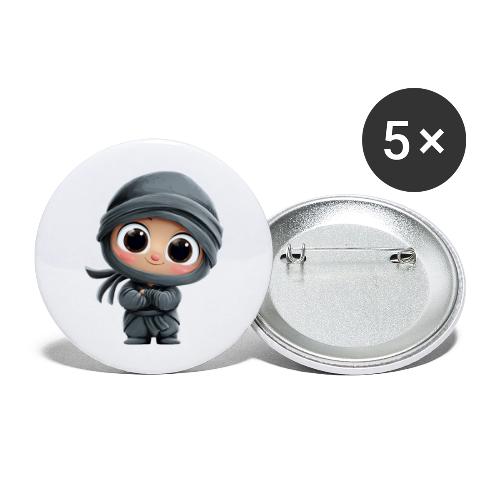 Cute Cartoon Baby Ninja Standing with Big Smile - Buttons large 2.2'' (5-pack)