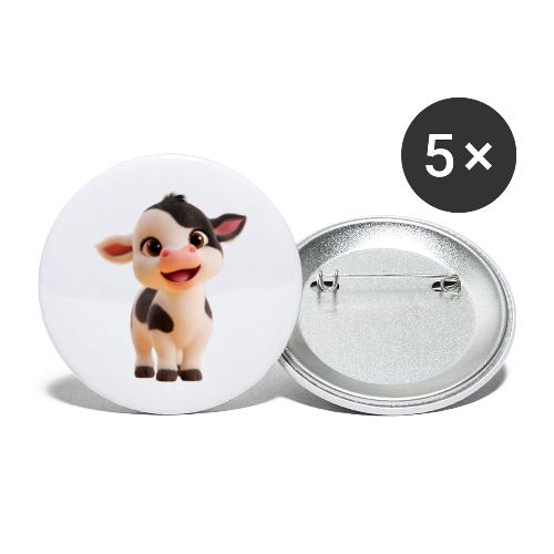 Joyful Cartoon Baby Cow Standing - Buttons large 2.2'' (5-pack)