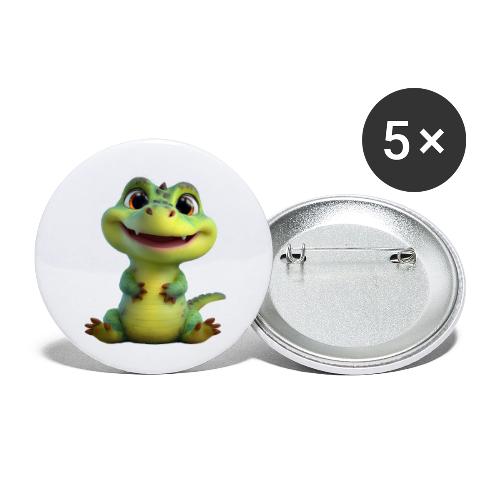 Playful Cartoon Baby Alligator - Buttons large 2.2'' (5-pack)