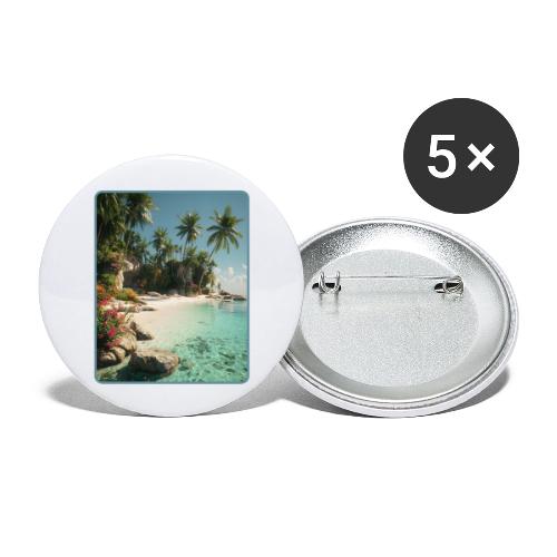 Serene Tropical Beach Floral Design - Buttons large 2.2'' (5-pack)