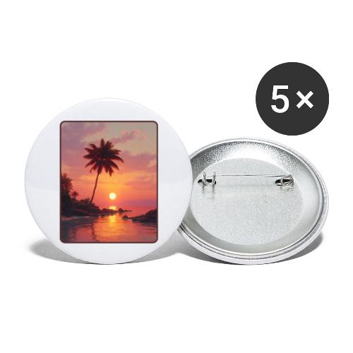 Tropical Beach Sunset Palm Design - Buttons large 2.2'' (5-pack)