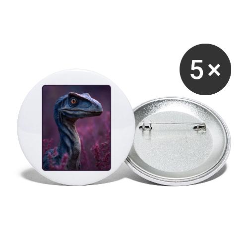 Blue Velociraptor Portrait Design - Buttons large 2.2'' (5-pack)