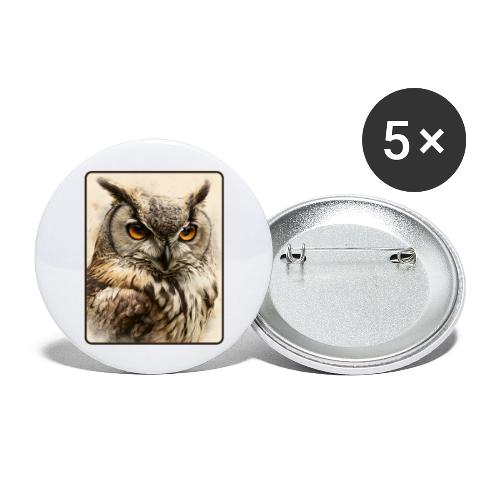 Great Horned Owl Watercolor Design - Buttons large 2.2'' (5-pack)