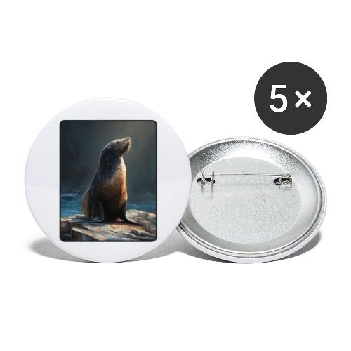 Fur Seal Artistic Shore Portrait Design - Buttons large 2.2'' (5-pack)
