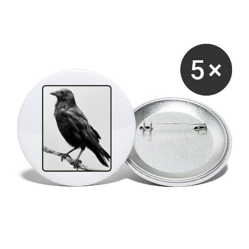 Raven Black and White Art Design - Buttons large 2.2'' (5-pack)