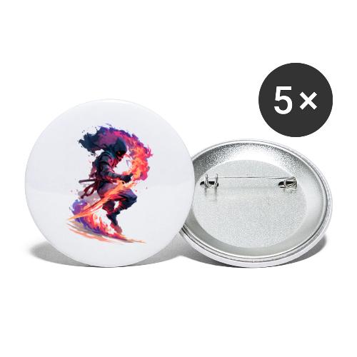 Flaming Ninja Warrior Fantasy Design - Buttons large 2.2'' (5-pack)
