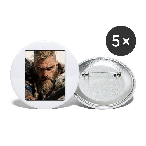 Fierce Viking Warrior Portrait - Buttons large 2.2'' (5-pack)