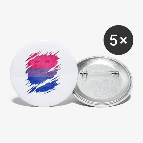 Bisexual Pride Flag Ripped Reveal - Buttons large 2.2'' (5-pack)