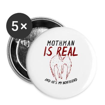 Mothman Is My Boyfriend For Cryptid Lover - Buttons large 2.2'' (5-pack) - white