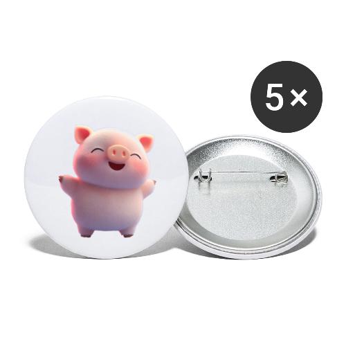 Cute Cartoon Baby Pig Standing Arms Up - Buttons large 2.2'' (5-pack)