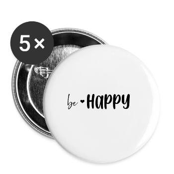 Be Happy - Buttons large 2.2'' (5-pack) - white