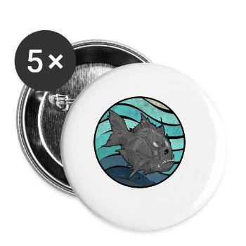 Retro Piranha - Buttons large 2.2'' (5-pack) - white