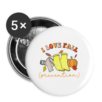 I Love Fall Prevention Socks Thanksgiving Autumn - Buttons large 2.2'' (5-pack) - white