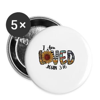 I Am Loved John - Buttons large 2.2'' (5-pack) - white