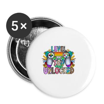 Level 100 Days Unlocked - Buttons large 2.2'' (5-pack) - white