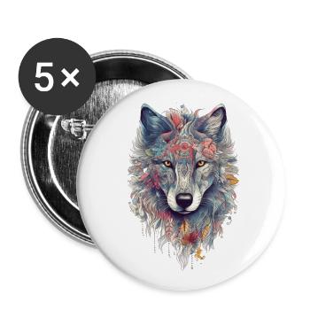 Wolf Spirit - Buttons large 2.2'' (5-pack) - white