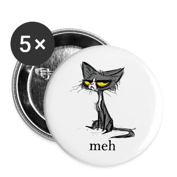 Funny Meh Cat Gift for Cat Lovers - Buttons large 2.2'' (5-pack) - white
