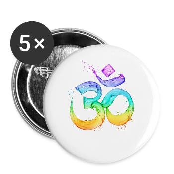 OM Symbol Psy Trance Goa Yoga Meditation - Buttons large 2.2'' (5-pack) - white