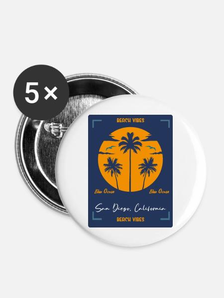 Ocean Vibes - Buttons large 2.2'' (5-pack) - white