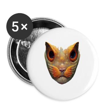 Funny Cat Face With a Fish Body - Buttons large 2.2'' (5-pack) - white