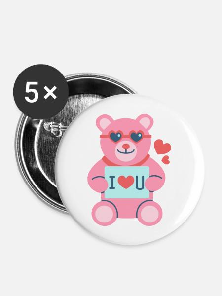 40 love teddy - Buttons large 2.2'' (5-pack) - white