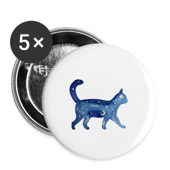 Celestial Cat Rainbow - Buttons large 2.2'' (5-pack) - white