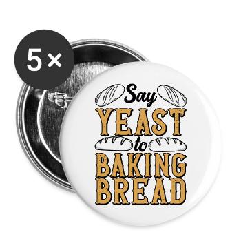 Baker Yeast Shirt Loaf Bread Bakery Pastry - Buttons large 2.2'' (5-pack) - white