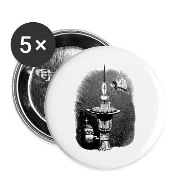 Puseyite Butterfly And Roman Candle - Human Butter - Buttons large 2.2'' (5-pack) - white
