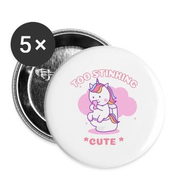 Funny Magical Unicorn Poop Too Stinking Cute Girl - Buttons large 2.2'' (5-pack) - white