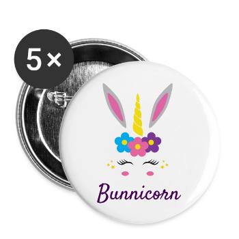 Easter Unicorn Bunny Cute Girl Flowers Ears Horn - Buttons large 2.2'' (5-pack) - white