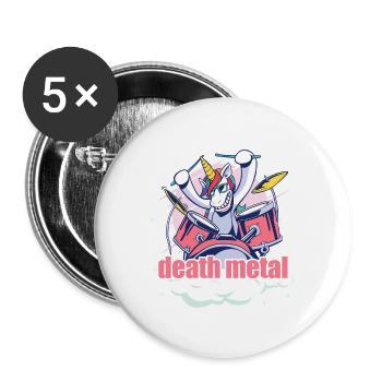 Death Metal Unicorn Rainbow Drum Kit - Buttons large 2.2'' (5-pack) - white
