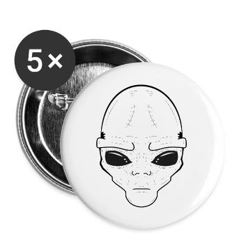 Alien Face, Minimalist Line art - Buttons large 2.2'' (5-pack) - white