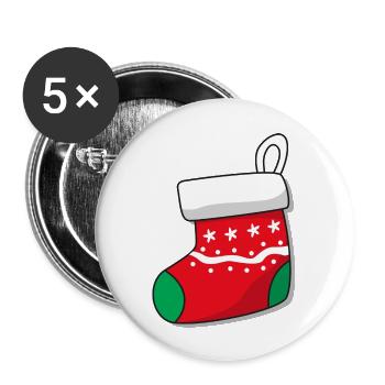 Cute Christmas Sock Design 1 - Buttons large 2.2'' (5-pack) - white