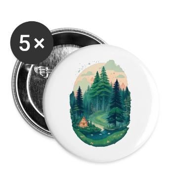 Pine trees Pine Tree Mountain Landscape t-shirt - Buttons large 2.2'' (5-pack) - white