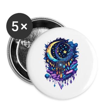 Dreamcatcher Moon and Clouds - Buttons large 2.2'' (5-pack) - white