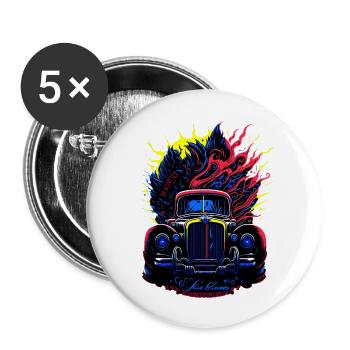 Neon Old Car Splash - Buttons large 2.2'' (5-pack) - white