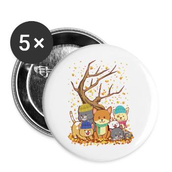 Cats Fall Autumn Leaf Tree Lover Season Fan Enjoy - Buttons large 2.2'' (5-pack) - white