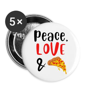 Peace Love and Pizza Slice - Buttons large 2.2'' (5-pack) - white