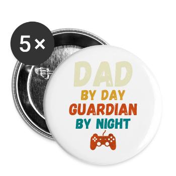 Dad By Day Guardian By Night - Buttons large 2.2'' (5-pack) - white