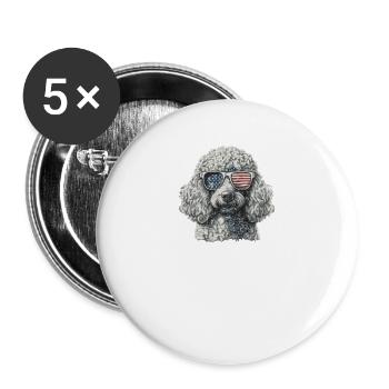 Vintage Usa Flag World s Best Poodle Dog Dad Funny - Buttons large 2.2'' (5-pack) - white