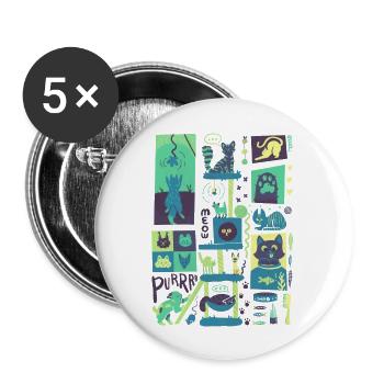 Minimalist Blue Kitties On A Cat Tower - Buttons large 2.2'' (5-pack) - white