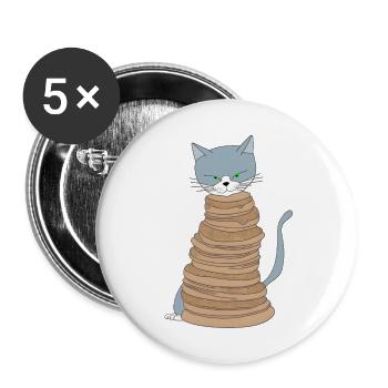 Catcakes - Russian Blue Cat Stack of Pancakes - Buttons large 2.2'' (5-pack) - white