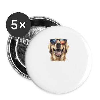 Vintage Usa Flag World s Best Golden Retriever Dog - Buttons large 2.2'' (5-pack) - white