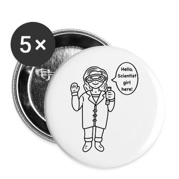Cute Cartoon Scientist Girl - Buttons large 2.2'' (5-pack) - white