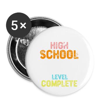 High School Level Complete - Buttons large 2.2'' (5-pack) - white