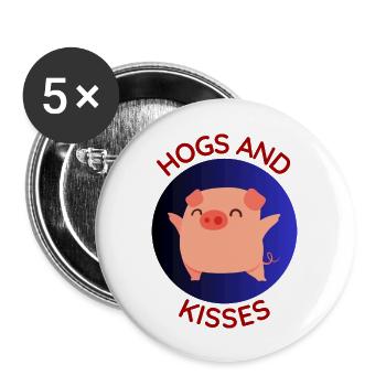 Hogs And Kisses Cute Hugs And Kisses Pig Pun - Buttons large 2.2'' (5-pack) - white
