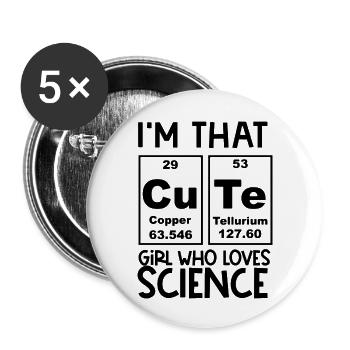 Cute Science Girl - Buttons large 2.2'' (5-pack) - white