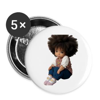 Cute afro girl - Buttons large 2.2'' (5-pack) - white