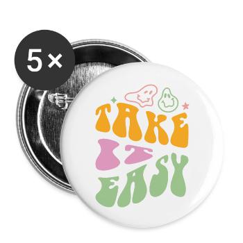 take it easy - Buttons large 2.2'' (5-pack) - white